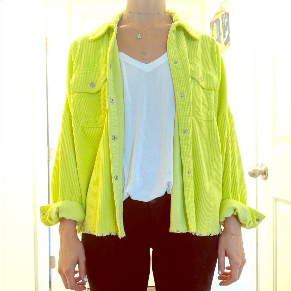 Neon green oversized cord jacket